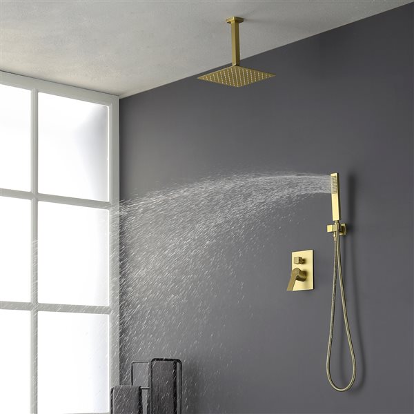 CASAINC Brushed Gold Shower System with Rain Shower MCS68T-10BG-1 | RONA