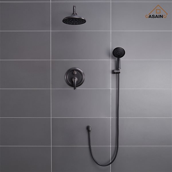 CASAINC Oil-Rubbed Bronze Wall Mounted Shower Set with Rain Shower and Hand-Held Shower Head