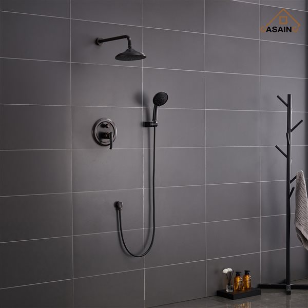 CASAINC Oil-Rubbed Bronze Wall Mounted Shower Set with Rain Shower and Hand-Held Shower Head