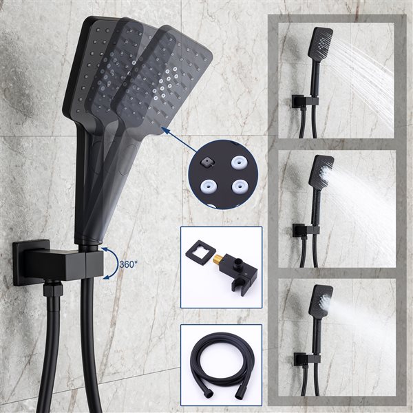 CASAINC 3-Function Matte Black Shower System