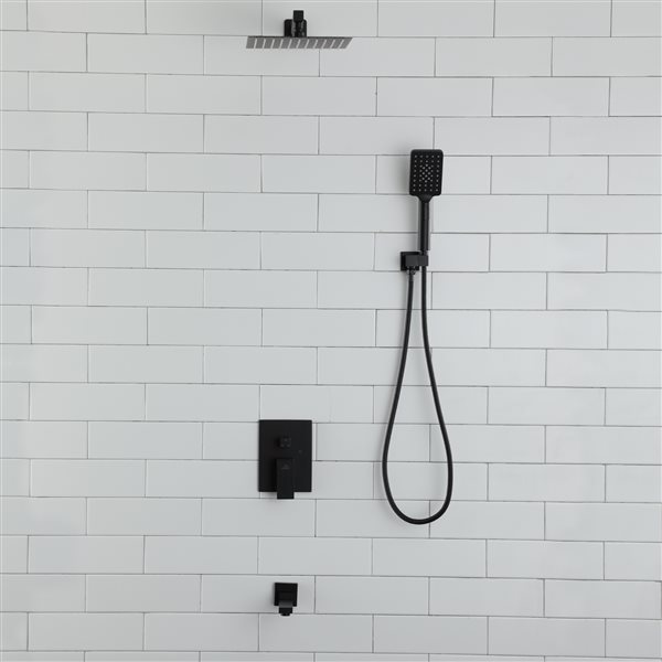 CASAINC 1-Handle Bathtub/Shower Faucet Valve with Hand-Held Shower in Matte Black