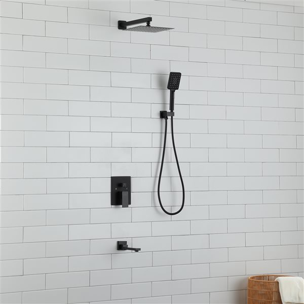 CASAINC 1-Handle Bathtub/Shower Faucet Valve with Hand-Held Shower in Matte Black
