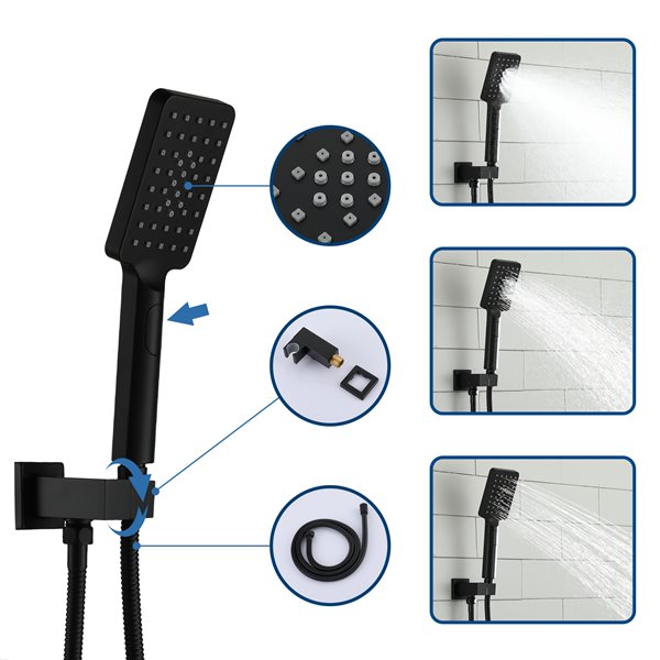 CASAINC 1-Handle Bathtub/Shower Faucet Valve with Hand-Held Shower in Matte Black