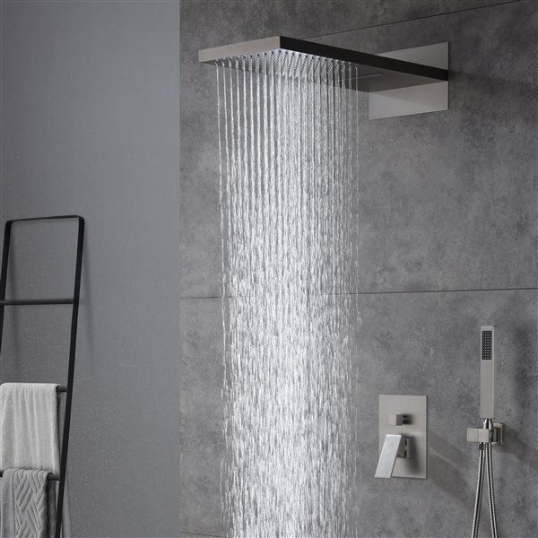 CASAINC Brushed Nickel 2-Spray Wall Mounted Shower System with Hand-Held Shower Hand