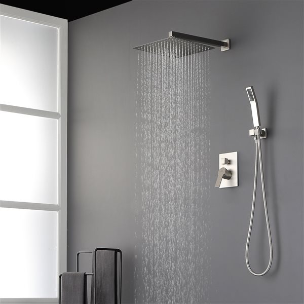 CASAINC Brushed Nickel Finish Shower System with Rain Shower