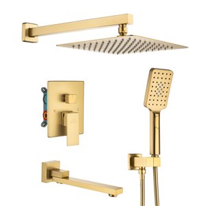 CASAINC Oil-Rubbed Gold Rain Mixer Combo Set Wall Mounted Rainfall Shower Head System