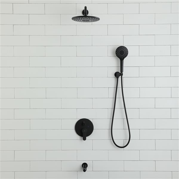 CASAINC Matte Black 1-Handle Bathtub and Shower Faucet Valve with Hand-Held Shower