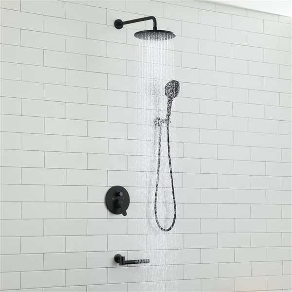 CASAINC Matte Black 1-Handle Bathtub and Shower Faucet Valve with Hand-Held Shower