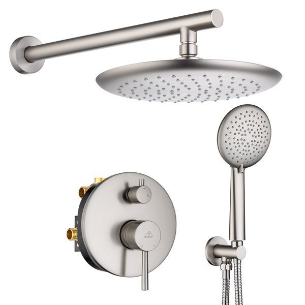 Image of Casainc | Brushed Nickel Rain Shower Head Wall Mounted Shower Faucet Set | Rona