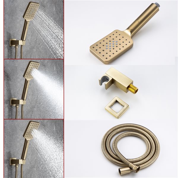 CASAINC Oil-Rubbed Gold Rain Mixer Wall Mounted Rainfall Shower Head System