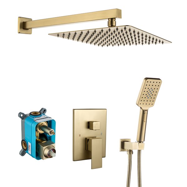 CASAINC Oil-Rubbed Gold Rain Mixer Wall Mounted Rainfall Shower Head System