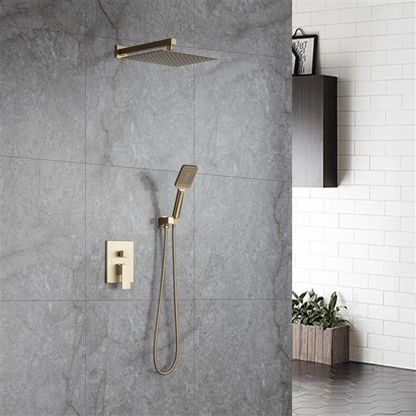 CASAINC Oil-Rubbed Gold Rain Mixer Wall Mounted Rainfall Shower Head System