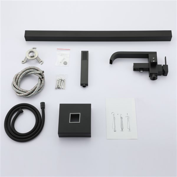 CASAINC Matte Black 1-Handle Freestanding Bathtub Faucet with Hand Shower