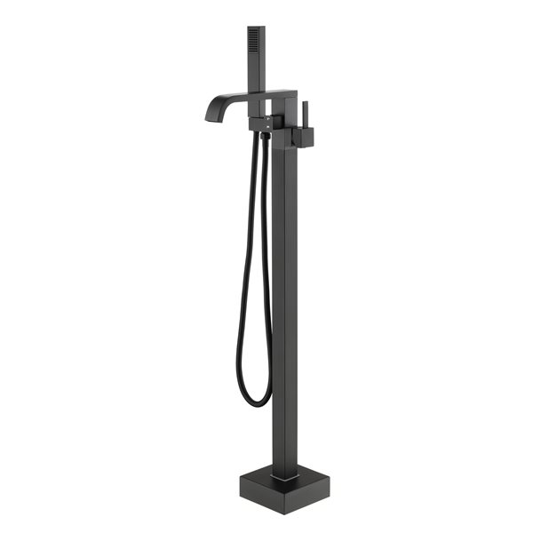 CASAINC Matte Black 1-Handle Freestanding Bathtub Faucet with Hand Shower