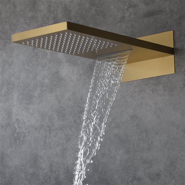 CASAINC Brushed Gold 2-Spray Wall Mounted Shower System with Hand-Held Shower Hand