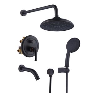 CASAINC Oil-Rubbed Bronze Wall-Mounted Rain Shower Faucet with Pressure Balanced Valve and Bathtub Spout