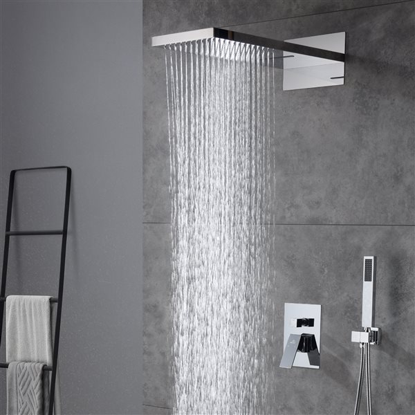 CASAINC Polished Chrome 2-Spray Wall Mounted Shower System with Hand-Held Shower Hand