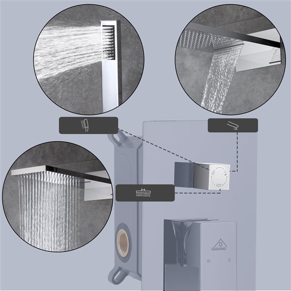 CASAINC Polished Chrome 2-Spray Wall Mounted Shower System with Hand-Held Shower Hand