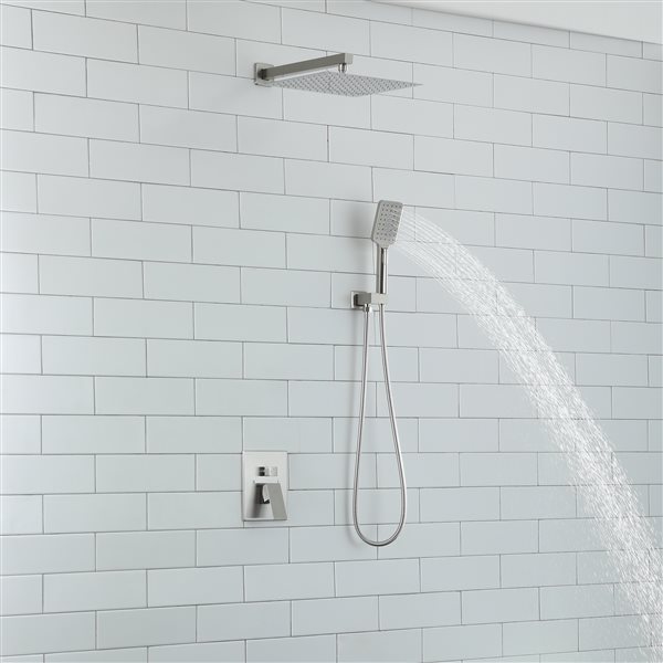CASAINC Brushed Nickel Wall Mounted Pressure Balanced Complete Shower System with Rough-In Valve