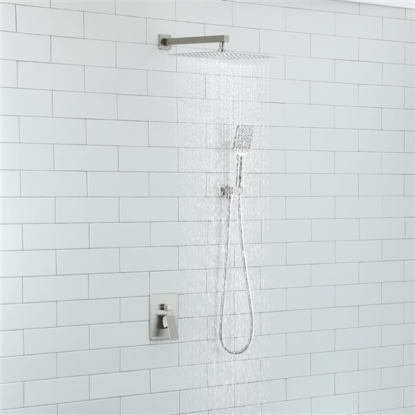 CASAINC Brushed Nickel Wall Mounted Pressure Balanced Complete Shower System with Rough-In Valve