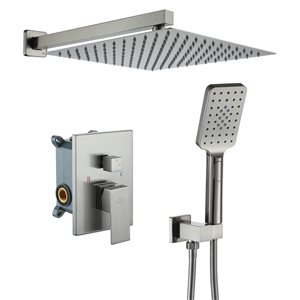 CASAINC Brushed Nickel Wall Mounted Pressure Balanced Complete Shower System with Rough-In Valve