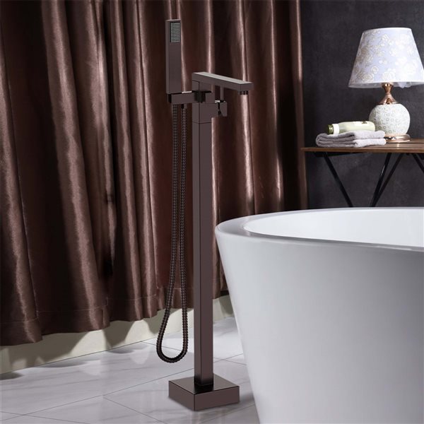 CASAINC Black 1-Handle Residential Freestanding Bathtub Faucet With ...