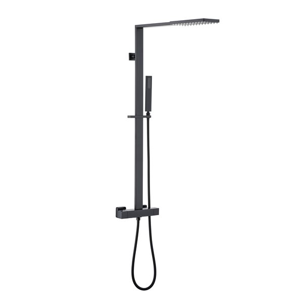 CASAINC Thermostatic shower system Matte Black Shower Faucet Bar System  with 2-way Diverter Valve Included in the Shower Systems department at