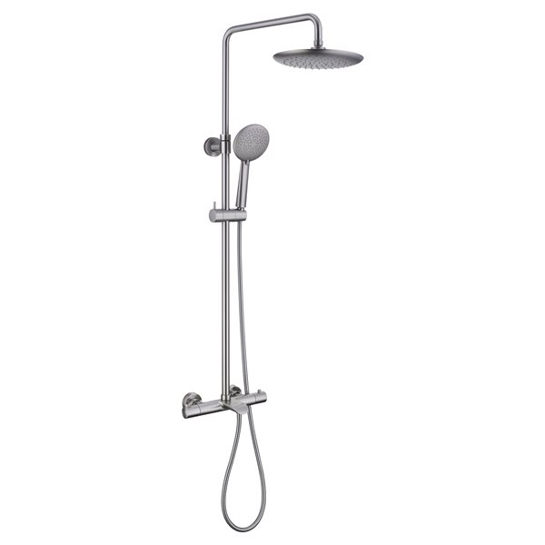 Image of Casainc | Brushed Nickel Thermostatic Rain Shower System With Adjustable Slide Bar Shower Head | Rona
