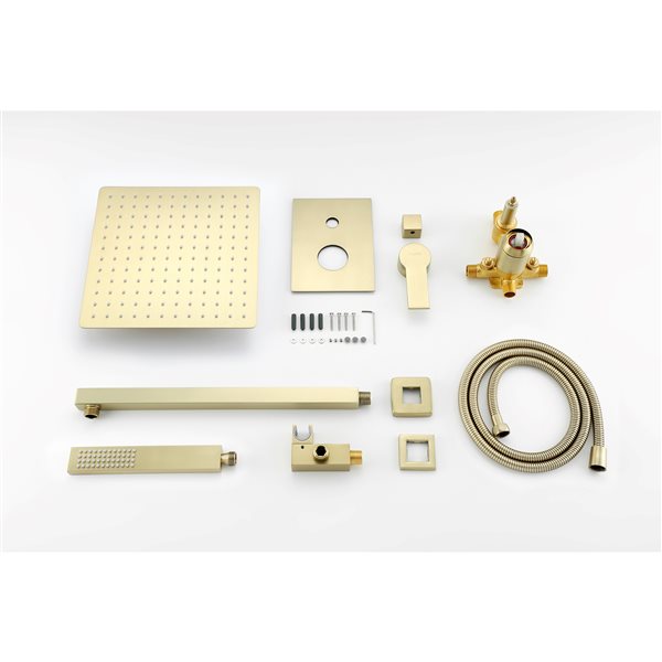 CASAINC Shower System with Rain Shower in Brushed Gold