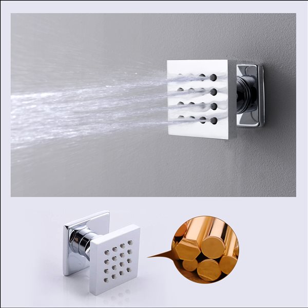 CASAINC Polished Chrome 3-Way Thermostatic Shower System with Rough-In Valve and 6 Body Jets