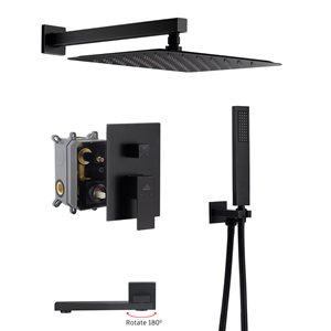 CASAINC Matte Black Wall Mounted Shower System with Dual Shower Head