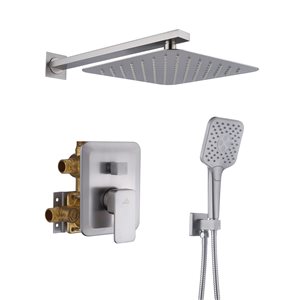 CASAINC Brushed Nickel 3-Spray Wall Mounted Rain Shower Faucet with Pressure Balanced Valve