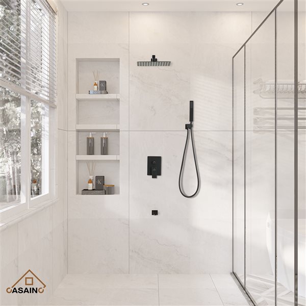 CASAINC Matte Black Wall Mounted Shower System with Bathtub Faucet