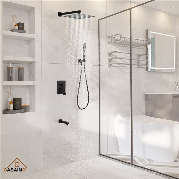 CASAINC Matte Black Wall Mounted Shower System with Bathtub Faucet