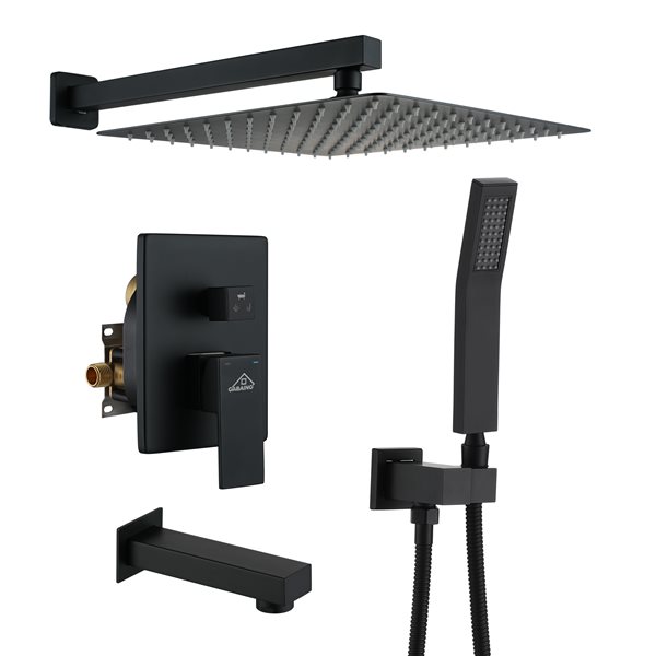 CASAINC Matte Black Wall Mounted Shower System with Bathtub Faucet