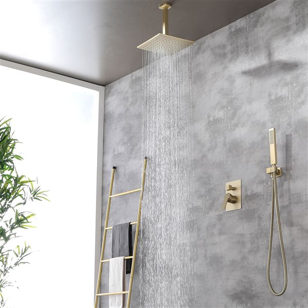 CASAINC Brushed Gold Shower System and Rain Shower