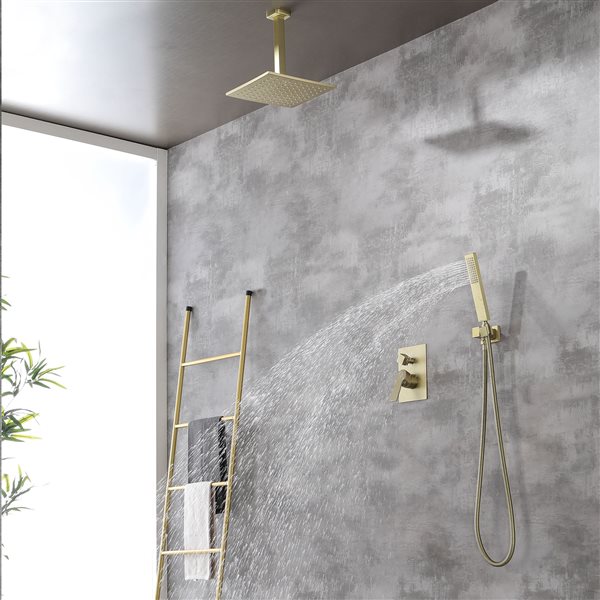 CASAINC Brushed Gold Shower System and Rain Shower