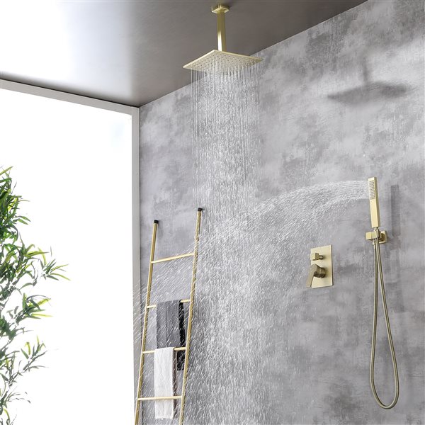 CASAINC Brushed Gold Shower System and Rain Shower