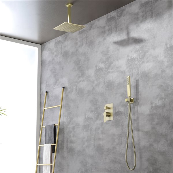 CASAINC Brushed Gold Shower System and Rain Shower