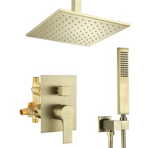 CASAINC Brushed Gold Shower System and Rain Shower