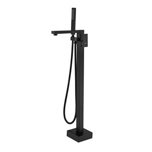 CASAINC Matte Black 2-Handle Commercial Freestanding Bathtub Faucet with Hand Shower