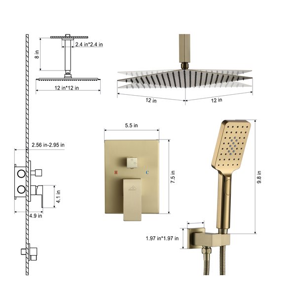 CASAINC Brushed Gold 1-Handle Bathtub and Shower Faucet Valve