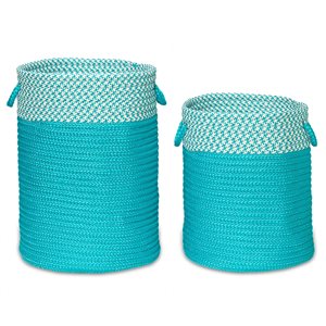 Colonial Mills Splash In-Outdoor 17-in x 17-in x 22-in Aqua Woven Hamper