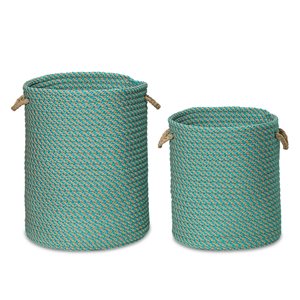 Colonial Mills Cabana 15-in x 15-in x 18-in Aqua Woven Hamper