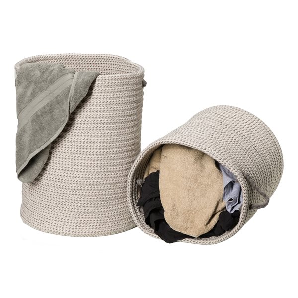 Colonial Mills Sunbrella Sandstorm 15-in x 15-in x 18-in Grey Woven Hamper