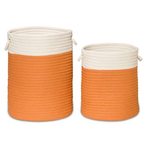 Colonial Mills Nicholas 15-in x 15-in x 18-in 2-Tone Orange Hamper