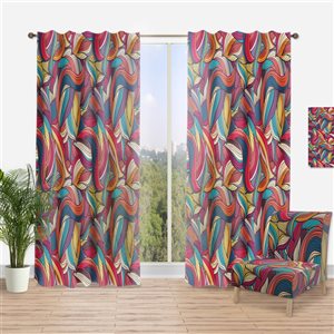 Designart 84-in x 52-in Colorful Wave Hand-Drawn Pattern Curtain Panels