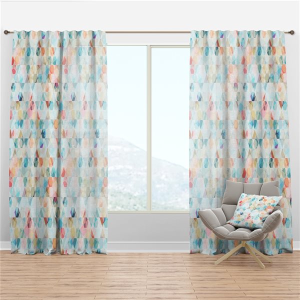 Designart 84-in x 52-in Cell Diamond Pattern Modern and Contemporary Curtain Panels