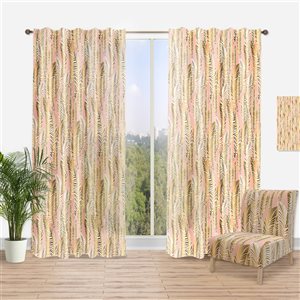 DesignArt 95-in x 52-in Golden Palm Leaves I Mid-Century Modern Curtain Panels