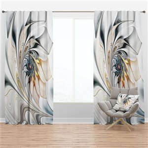 DesignArt 63-in x 52-in White Stained Glass Floral Modern Blackout Curtain Panels